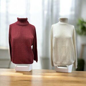 Lord Tylor, Woman,2 Cashmere Sweaters $30 Each,Beige,Burgundy,Sz XL,Turtleneck.!